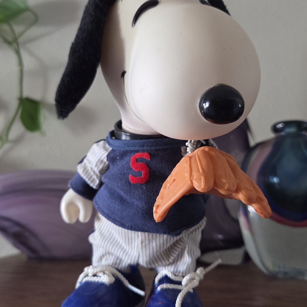 Peanuts Snoopy Dog Toy with Blue Outfit and Orange Glove